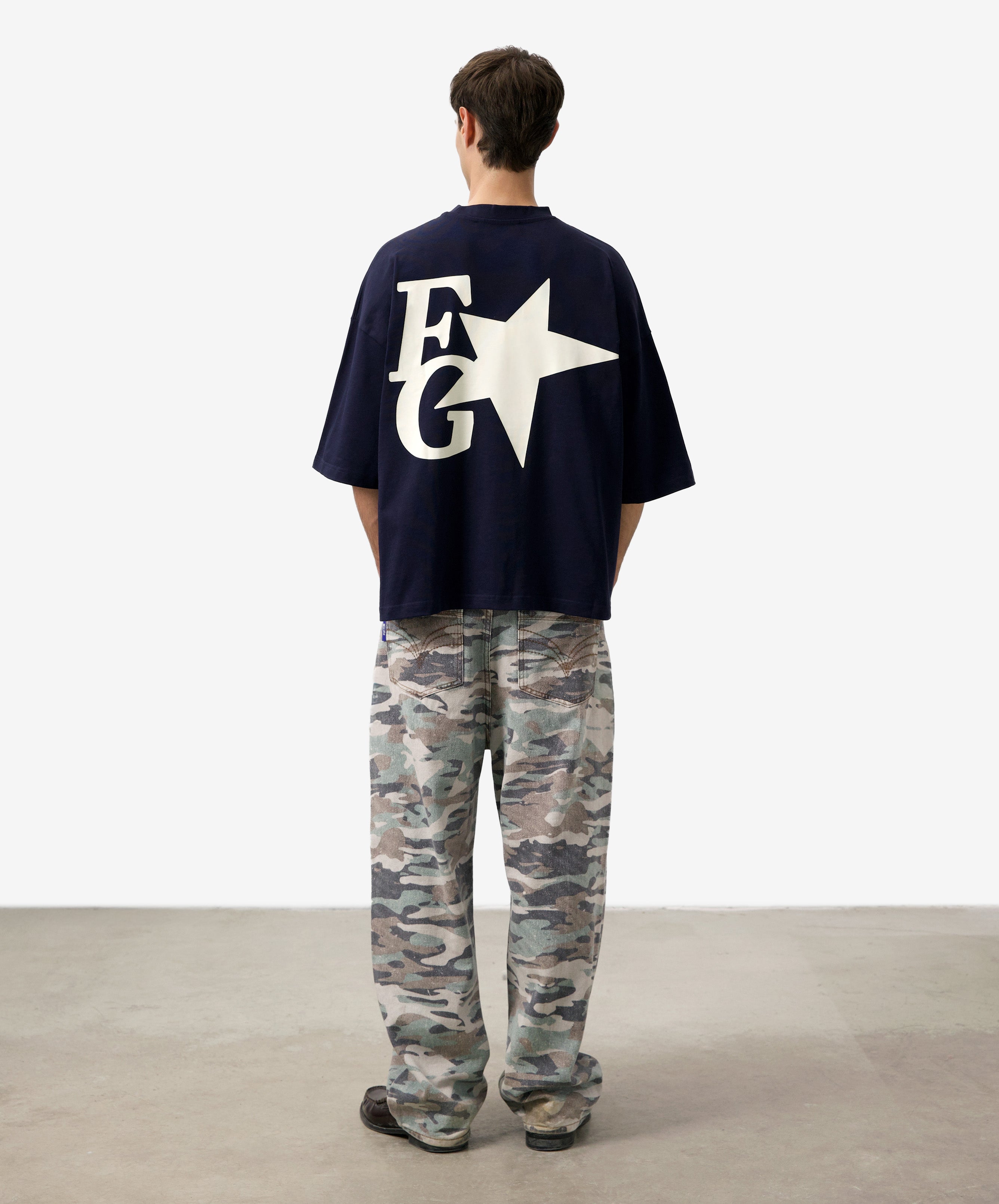 Star Boxy Tee Navy