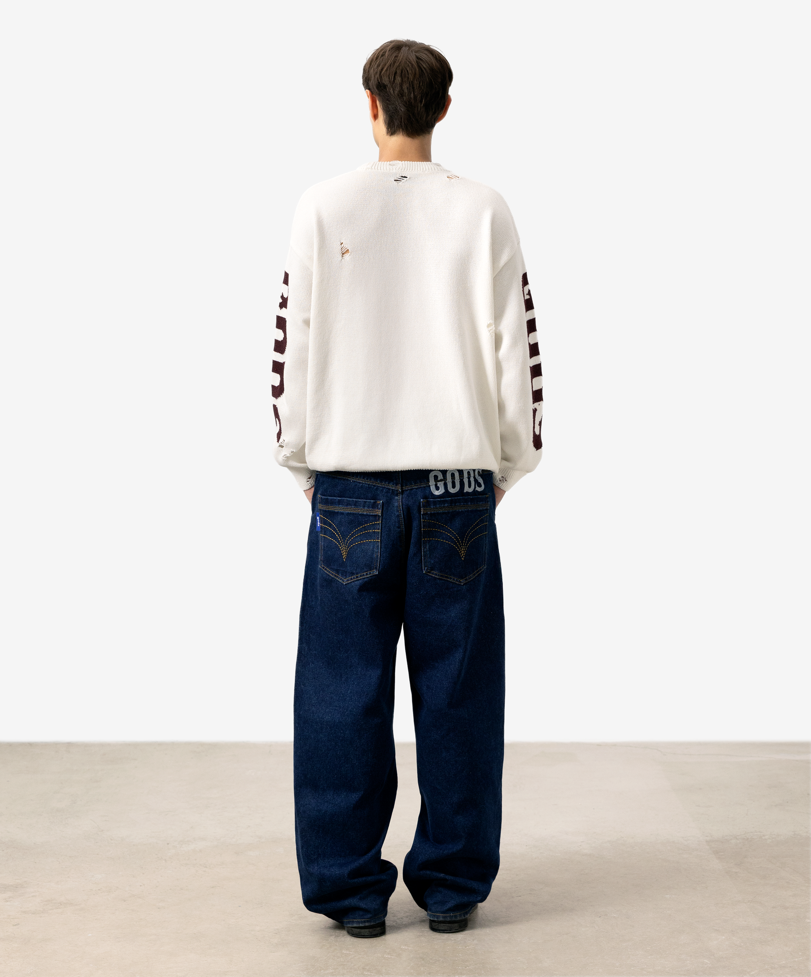 G Side Knitted Sweater White