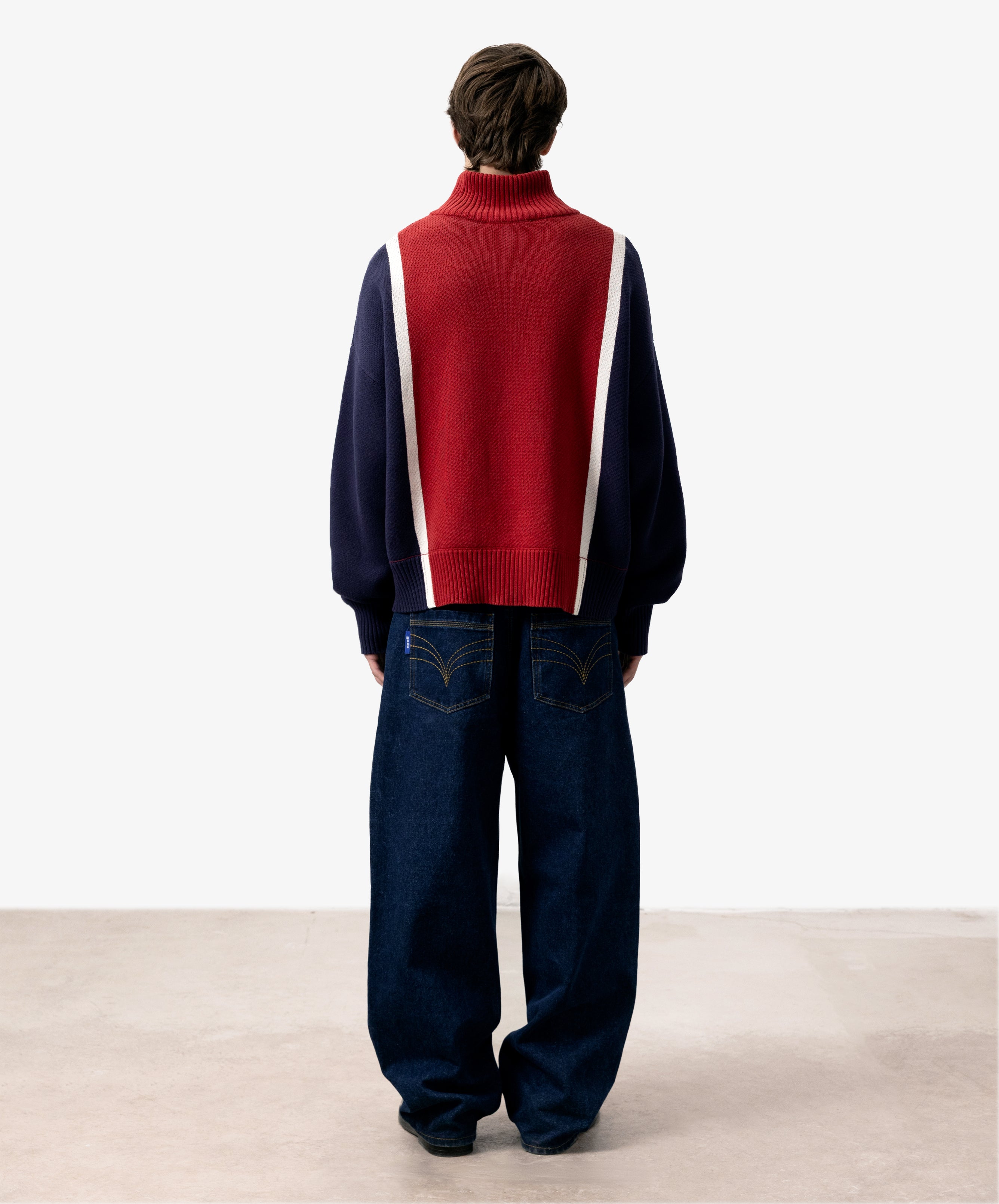 Alpine Rally Knitted Zipper Red-Navy