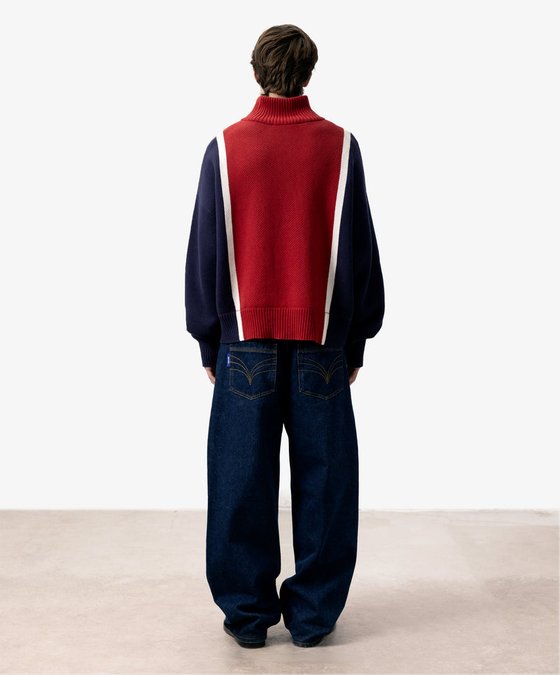 Alpine Rally Knitted Zipper Red-Navy