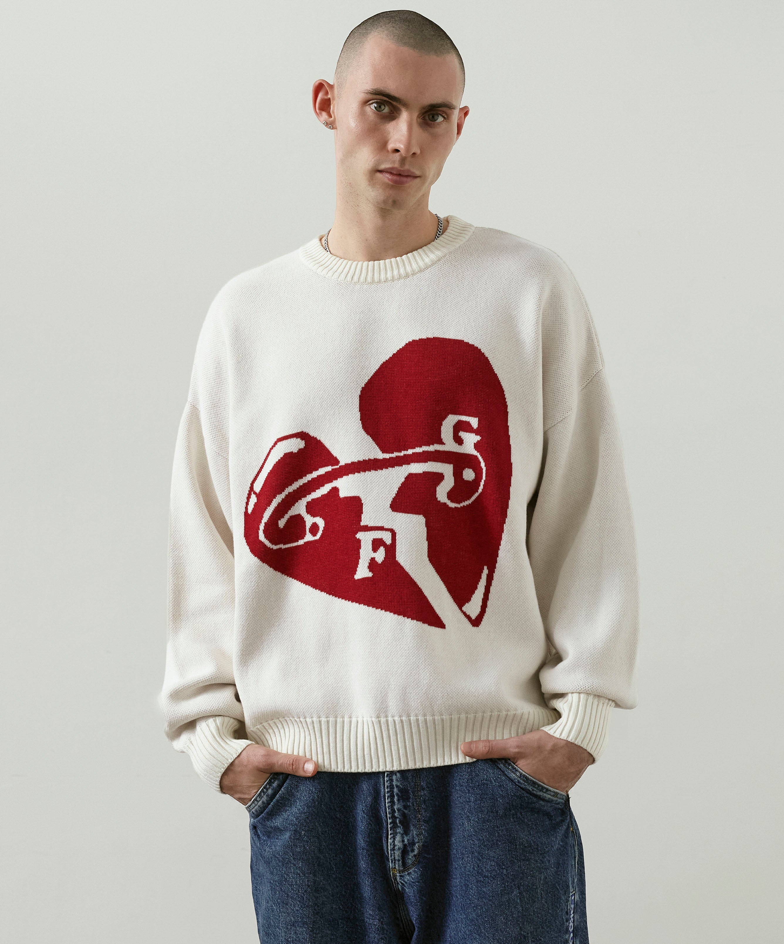 Valentine'S Knitted Sweater Cream