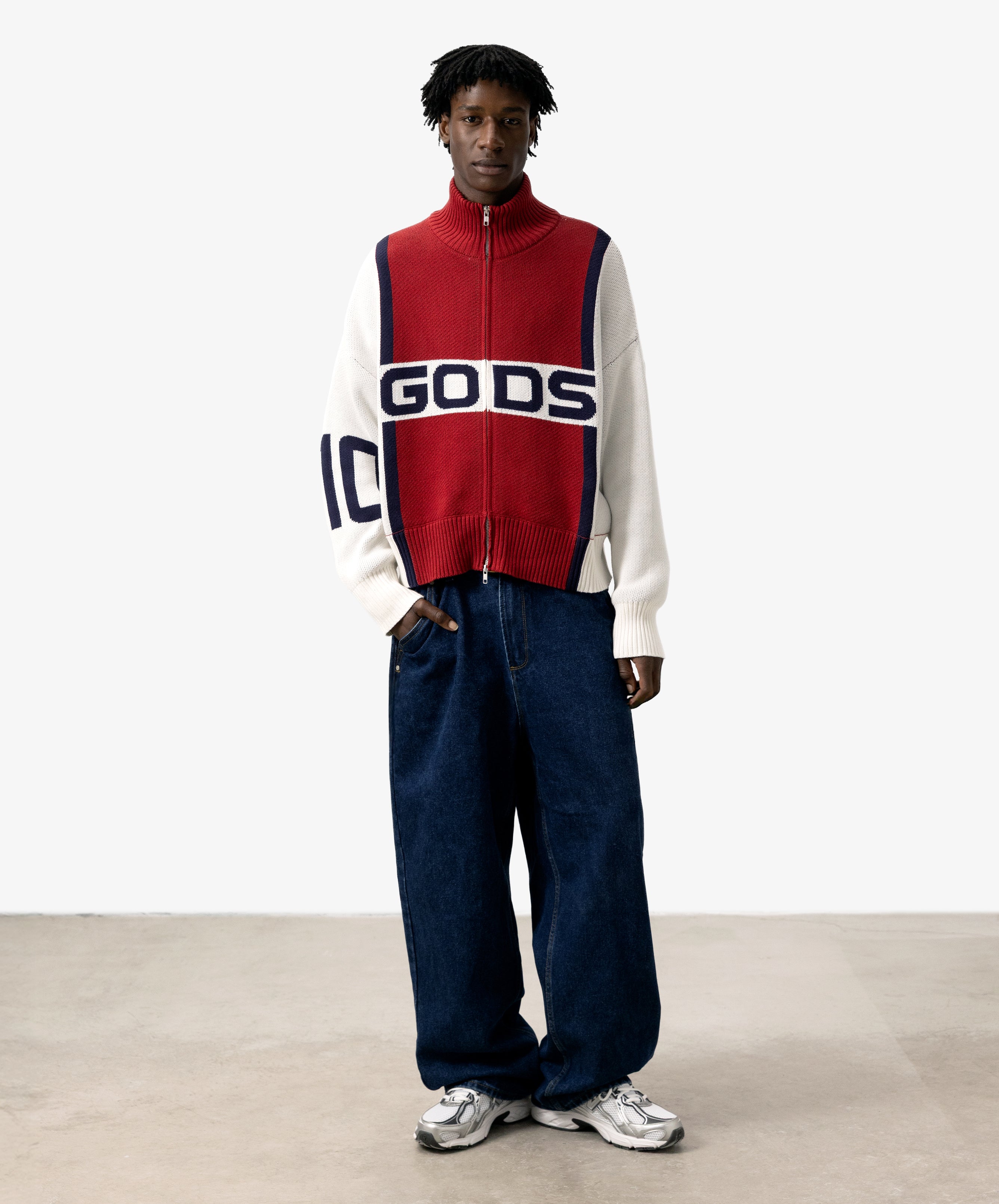 Alpine Rally Knitted Zipper Red-White