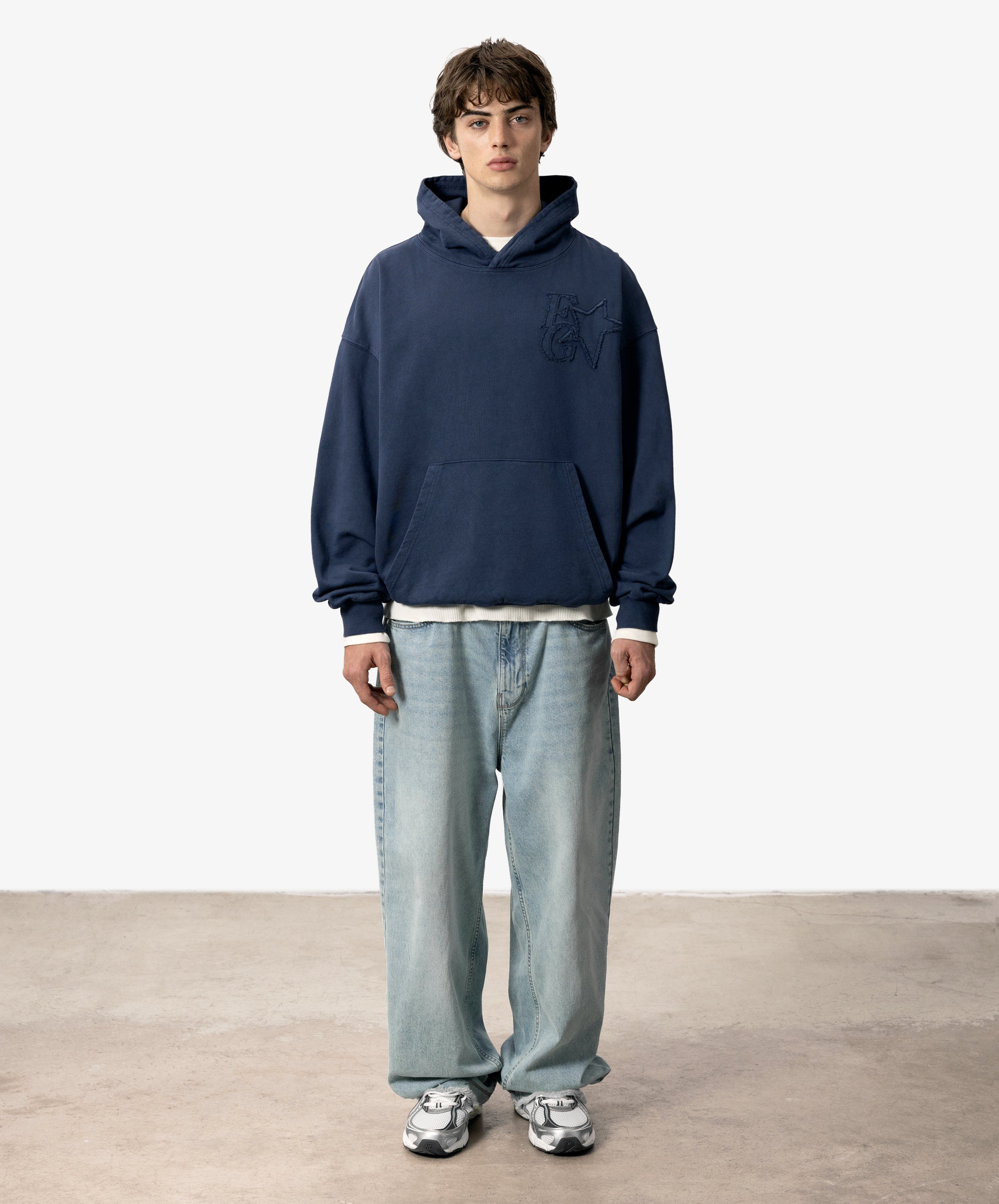 Star Washed Hoodie Navy