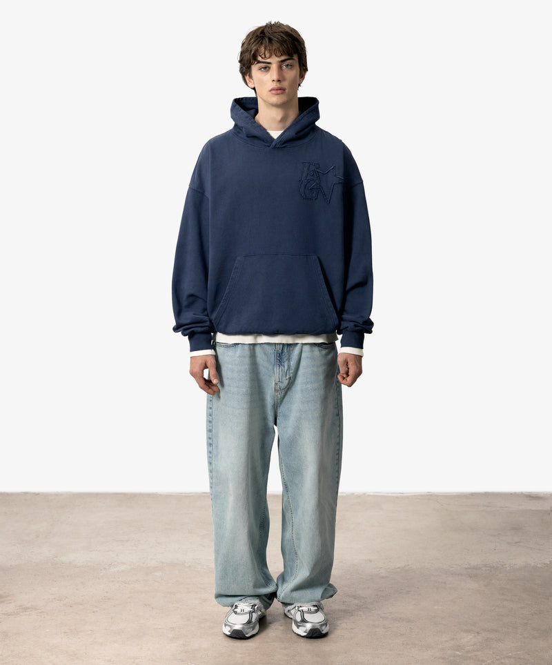 Star Washed Hoodie Navy