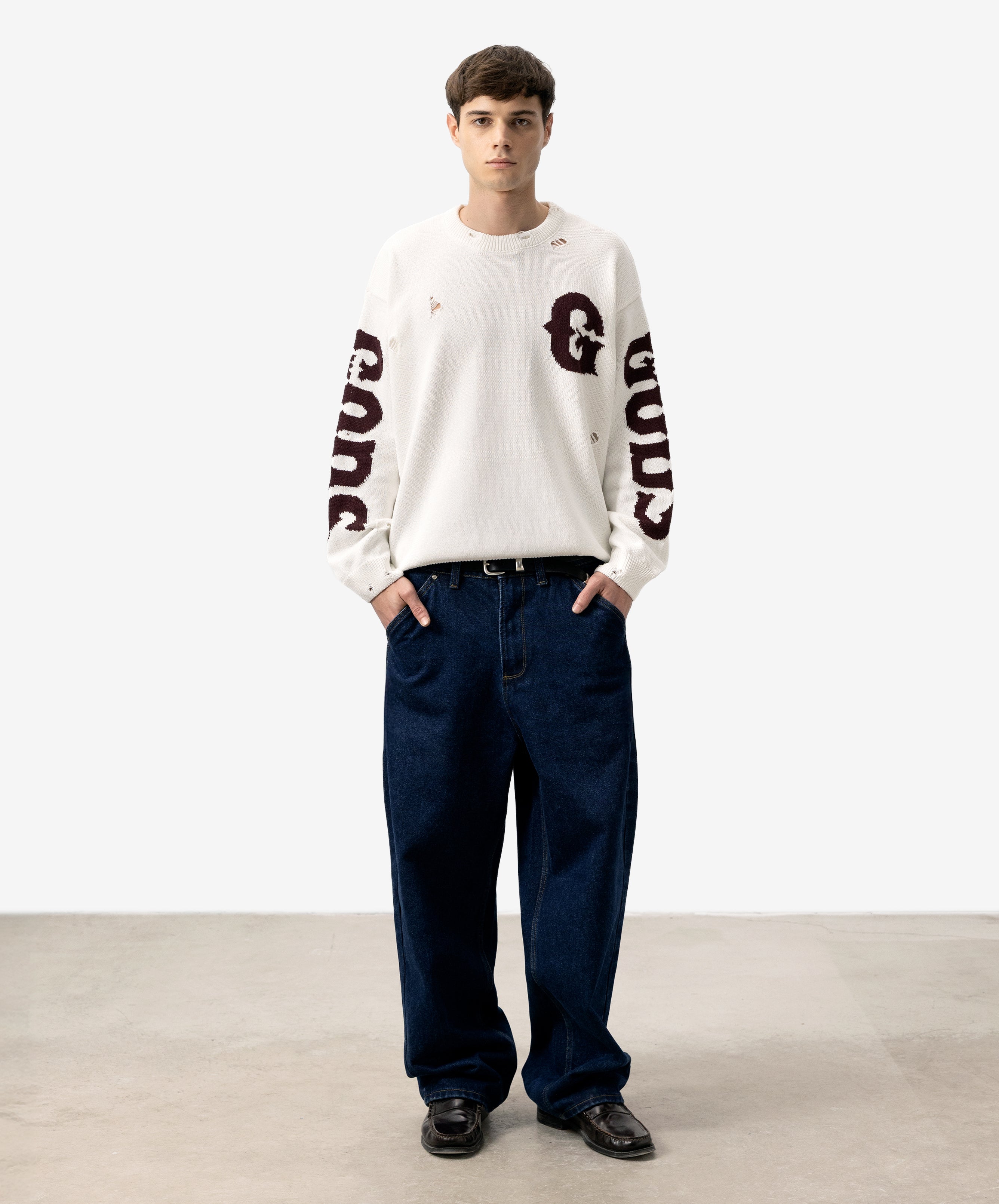 G Side Knitted Sweater White