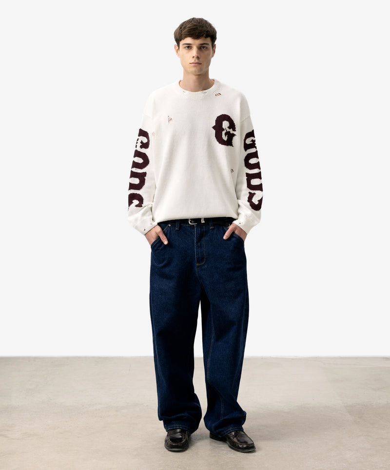 G Side Knitted Sweater White