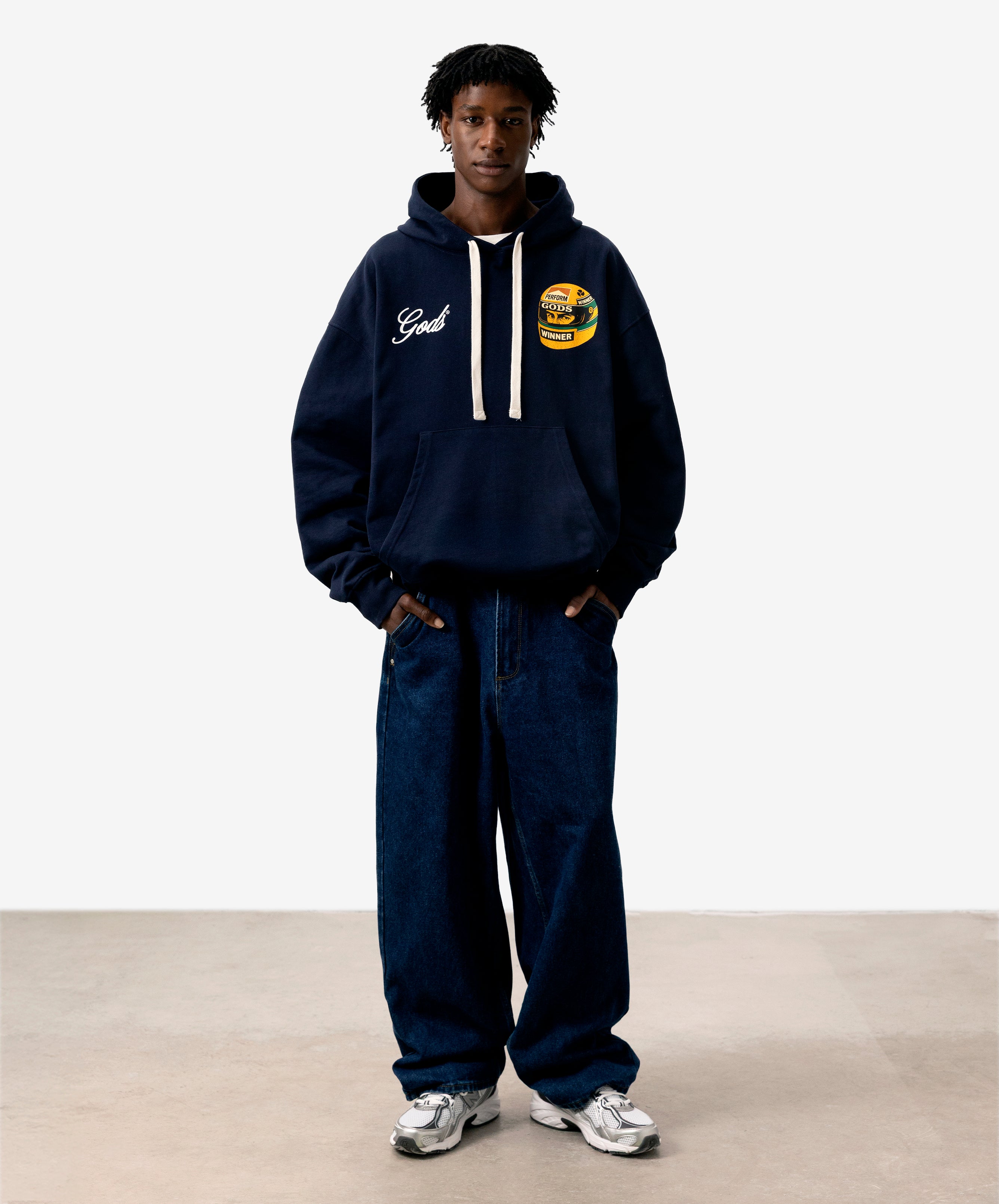 Ayr Cropped Hoodie Navy