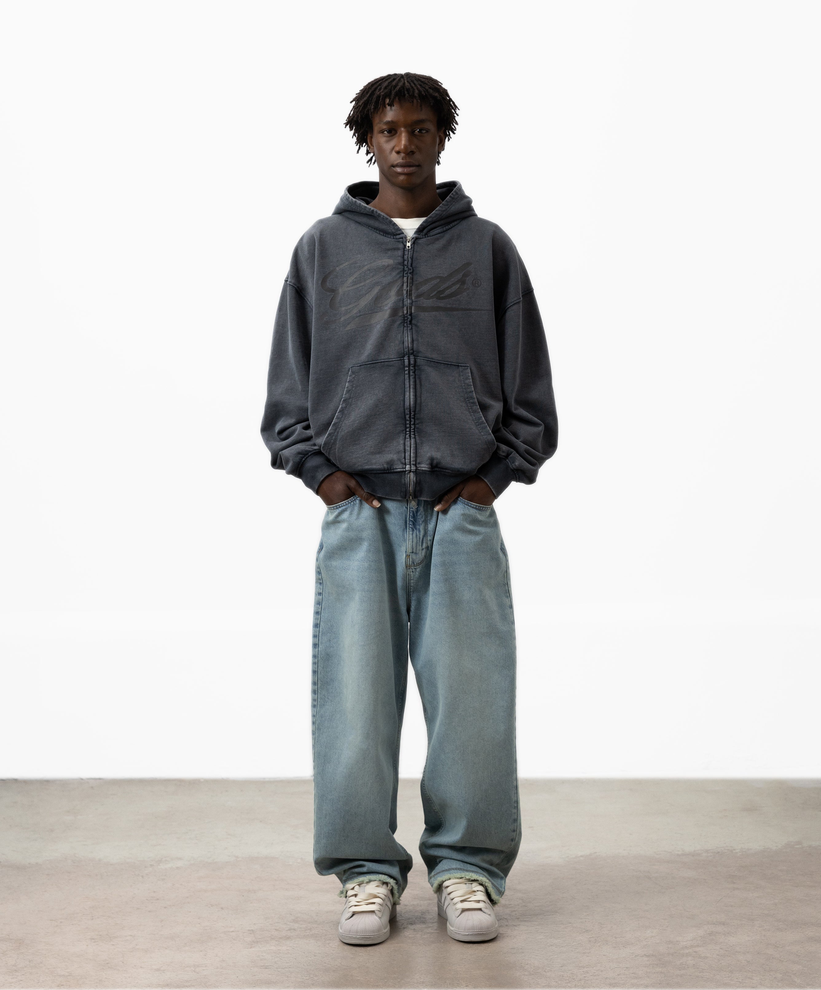 Gods Sunfaded Zipper Dark Grey