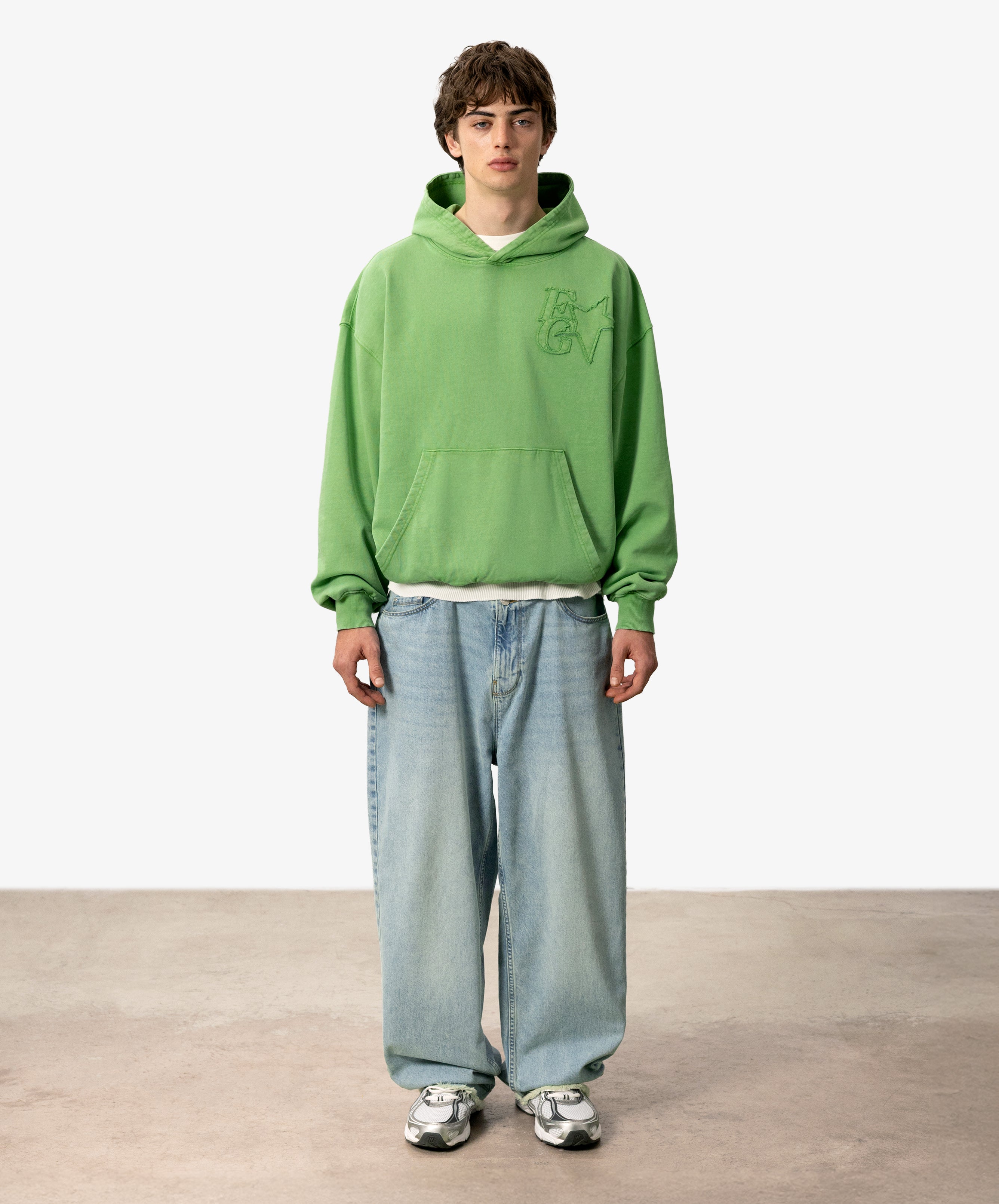 Star Washed Hoodie Green