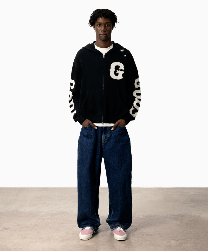G Knitted Zipper Black