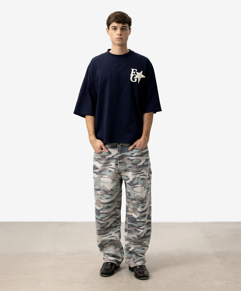 Star Boxy Tee Navy