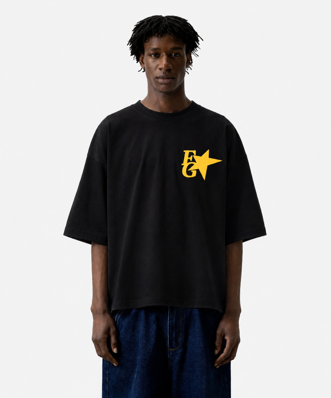 Star Boxy Tee Black