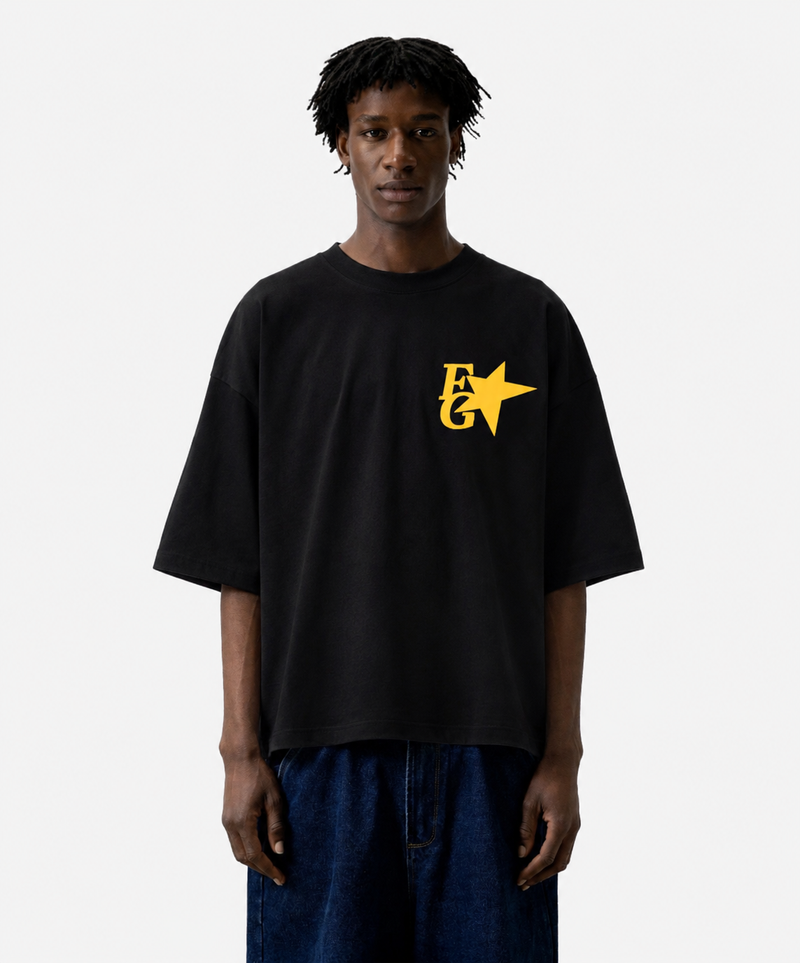 Star Boxy Tee Black
