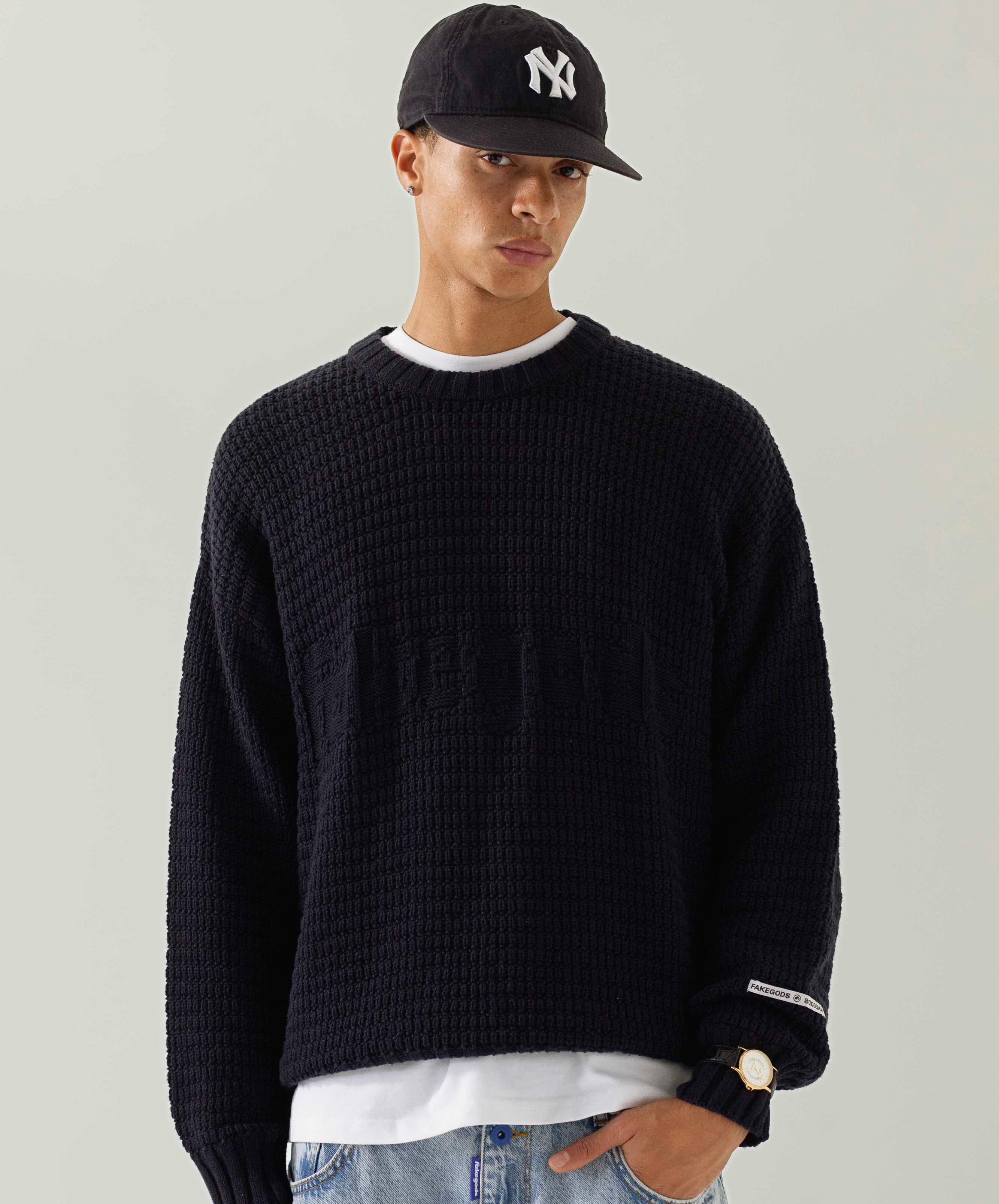 Checkpoint Knitted Sweater Navy