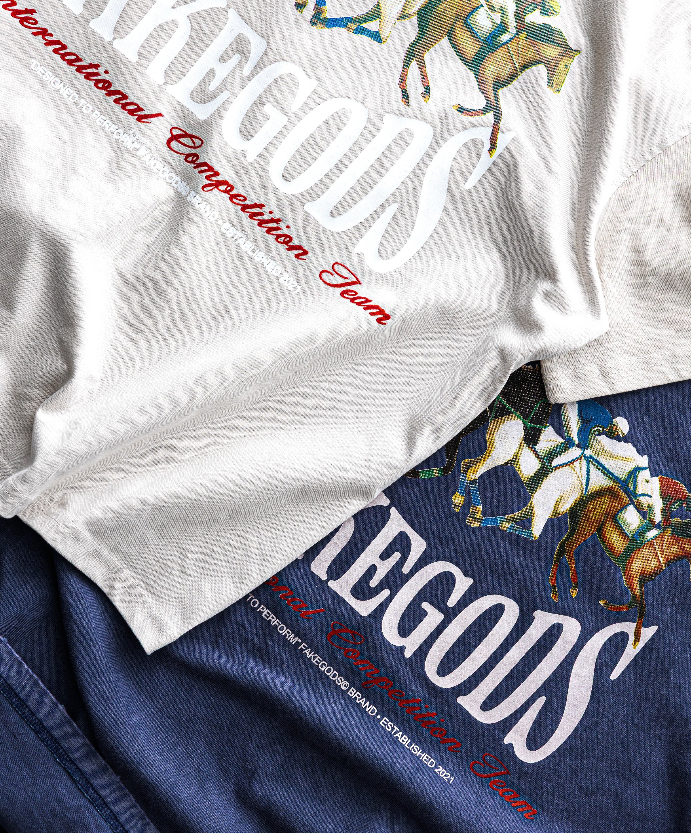 Horse Race Tee Blue Grey