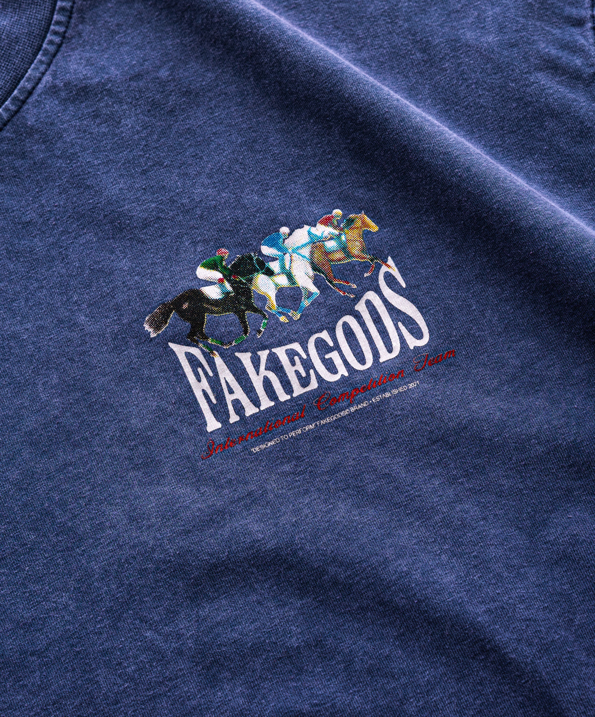 Horse Race Tee Blue Grey