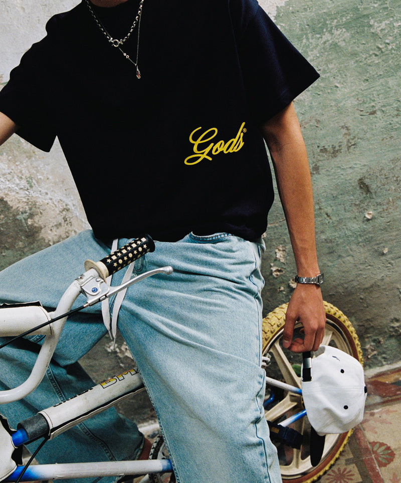 Script Boxy Tee Navy