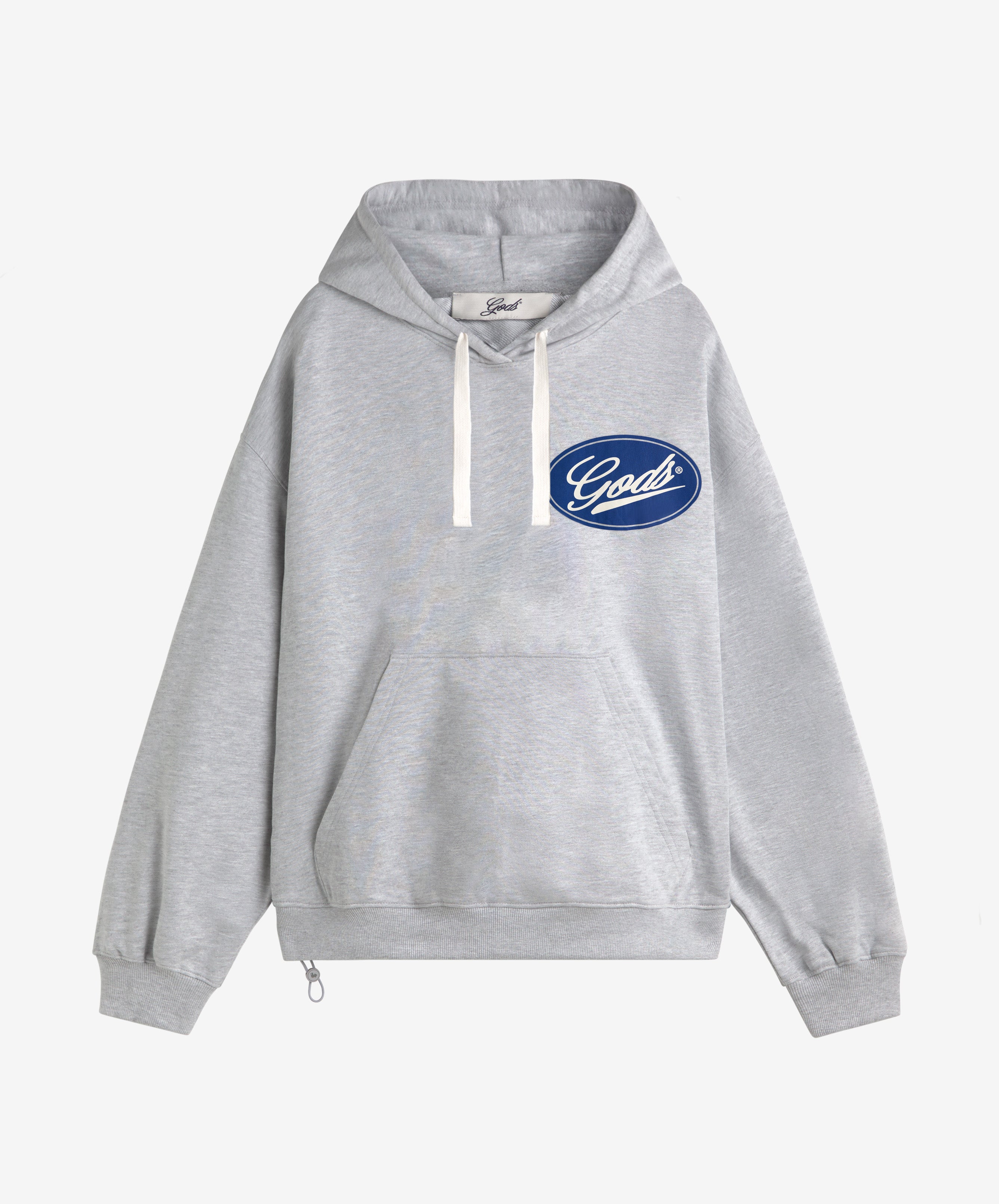 Blue Circle Cropped Hoodie Grey