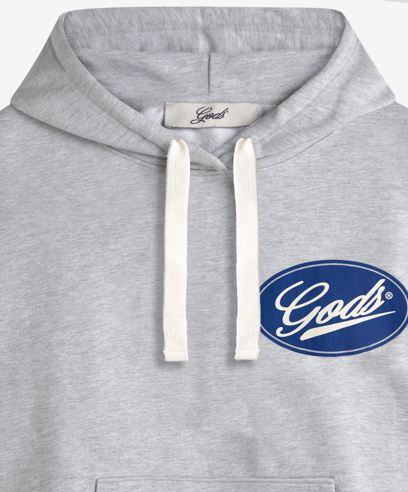 Blue Circle Cropped Hoodie Grey