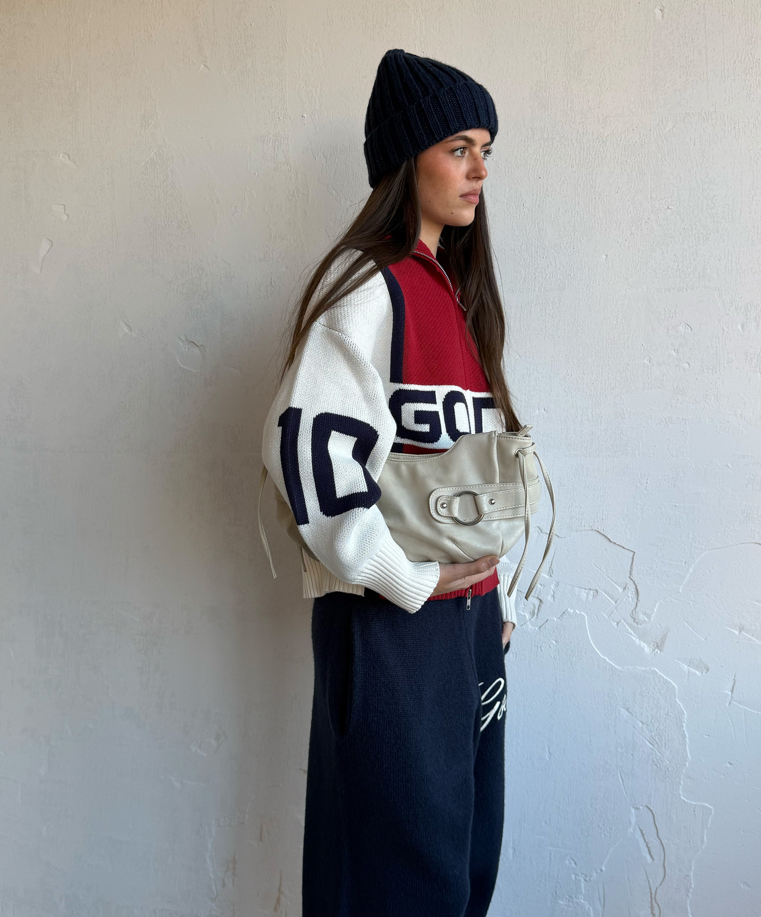 Alpine Rally Knitted Zipper Red-White