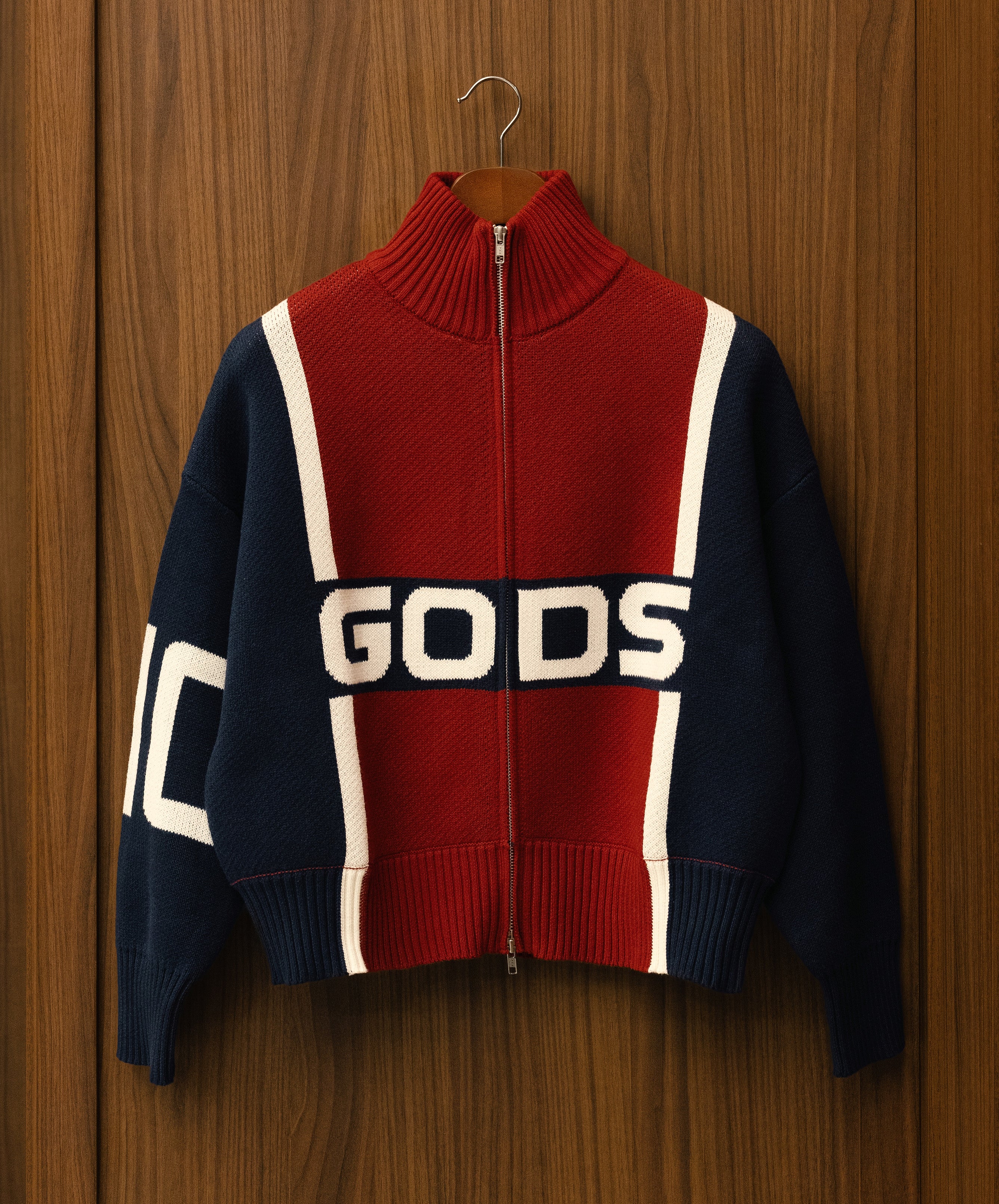 Alpine Rally Knitted Zipper Red-Navy