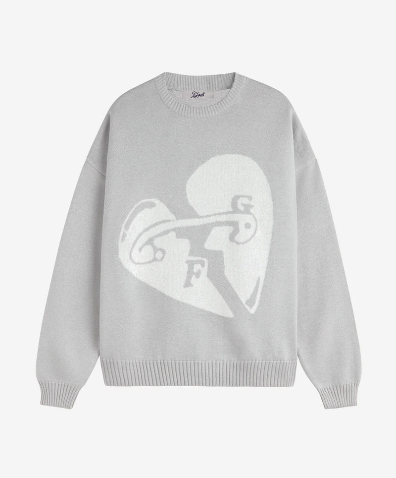 Valentine's Knitted Sweater Light Grey