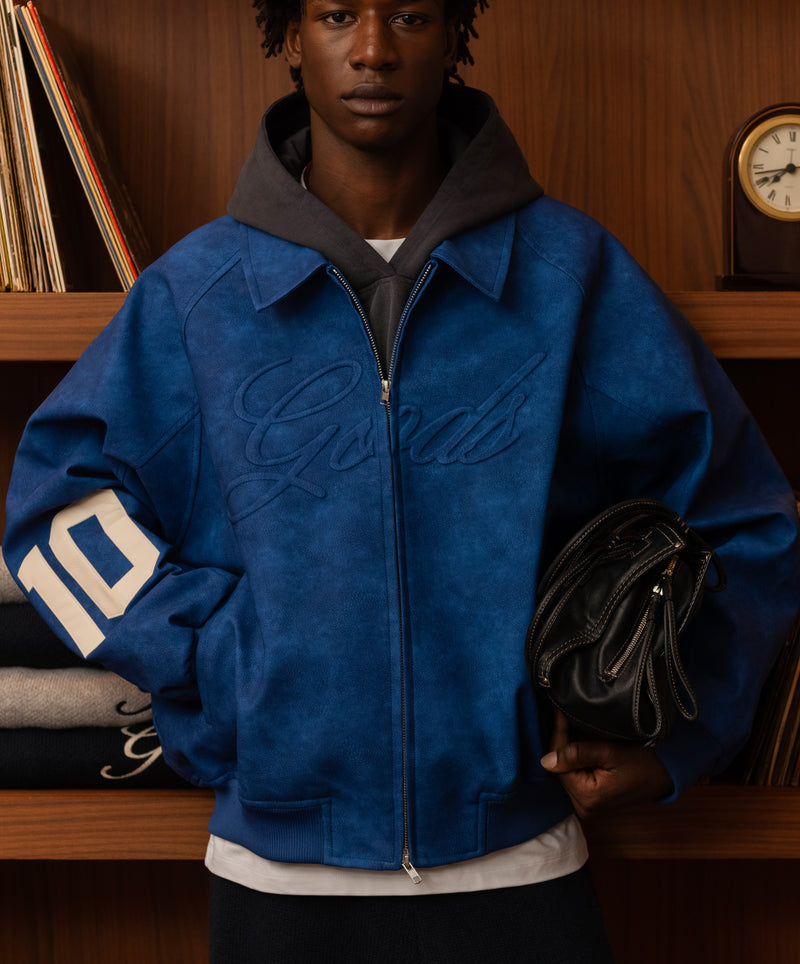 Vegan Leather Jacket Blue