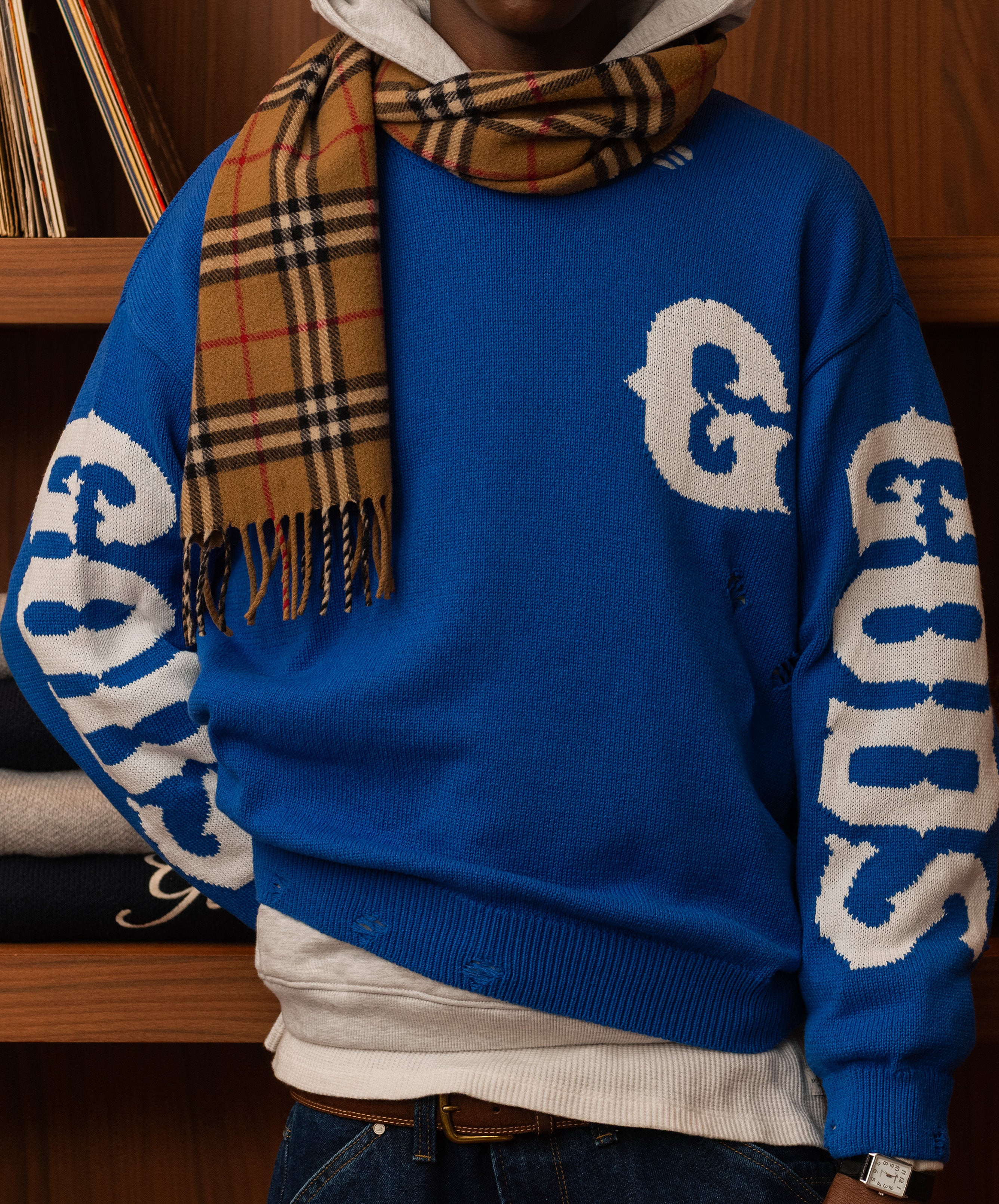 G Side Knitted Sweater Blue