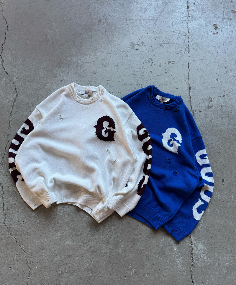 G Side Knitted Sweater Blue