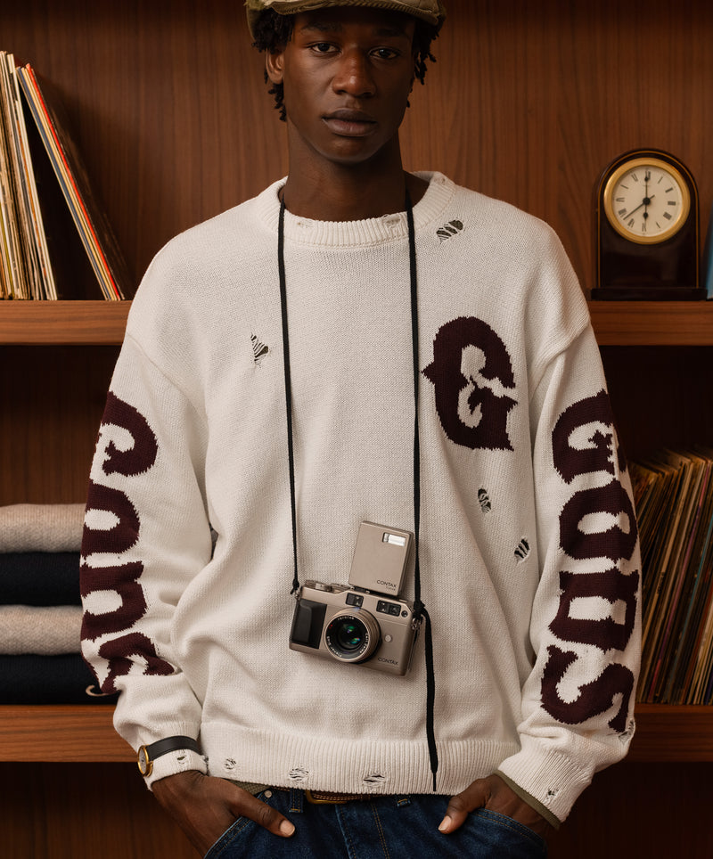 G Side Knitted Sweater White