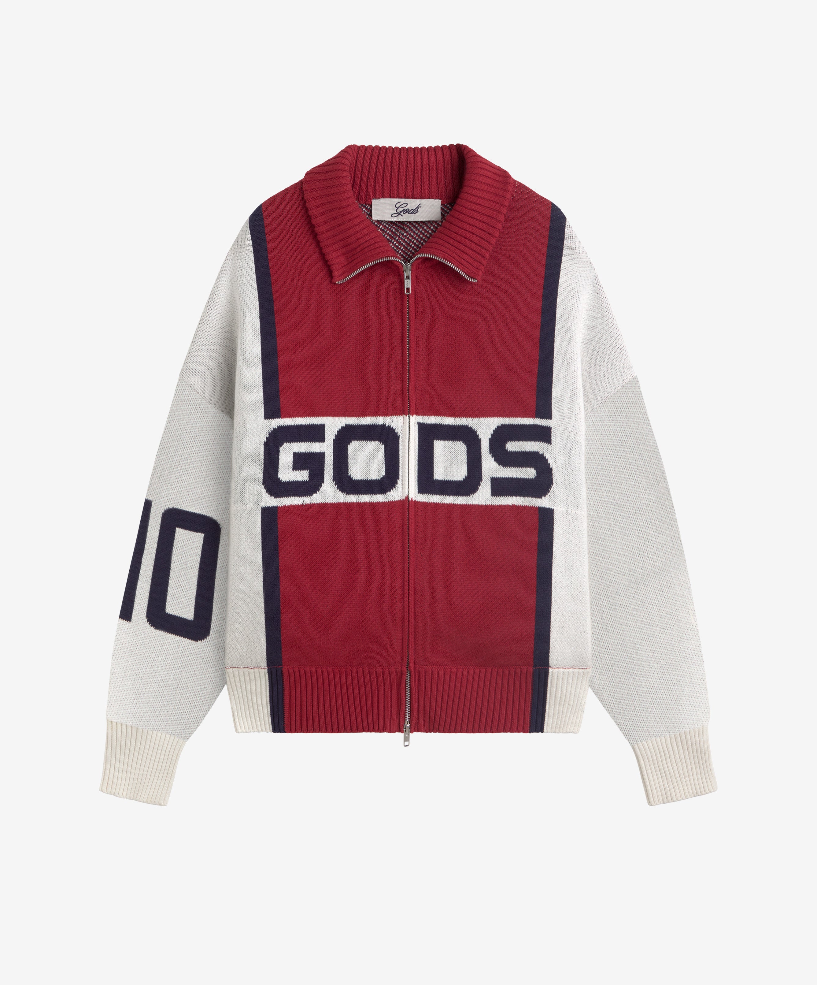 Alpine Rally Knitted Zipper Red-White