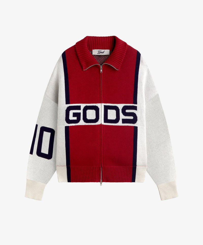 Alpine Rally Knitted Zipper Red-White