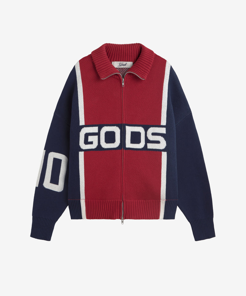 Alpine Rally Knitted Zipper Red-Navy