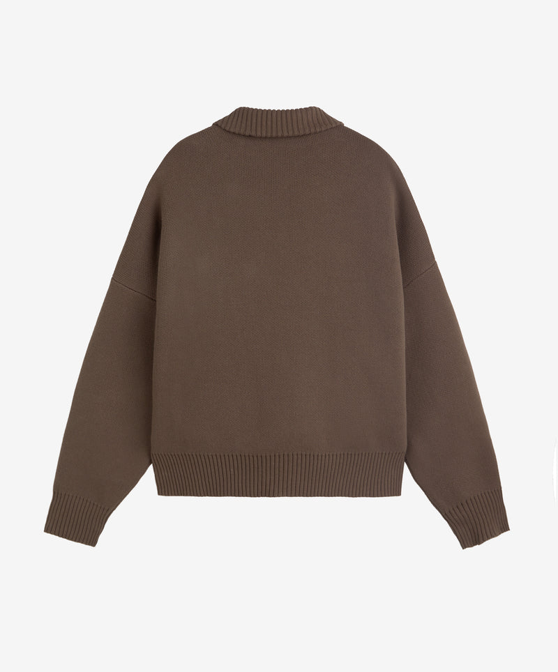 Racing Knitted Zipper Brown