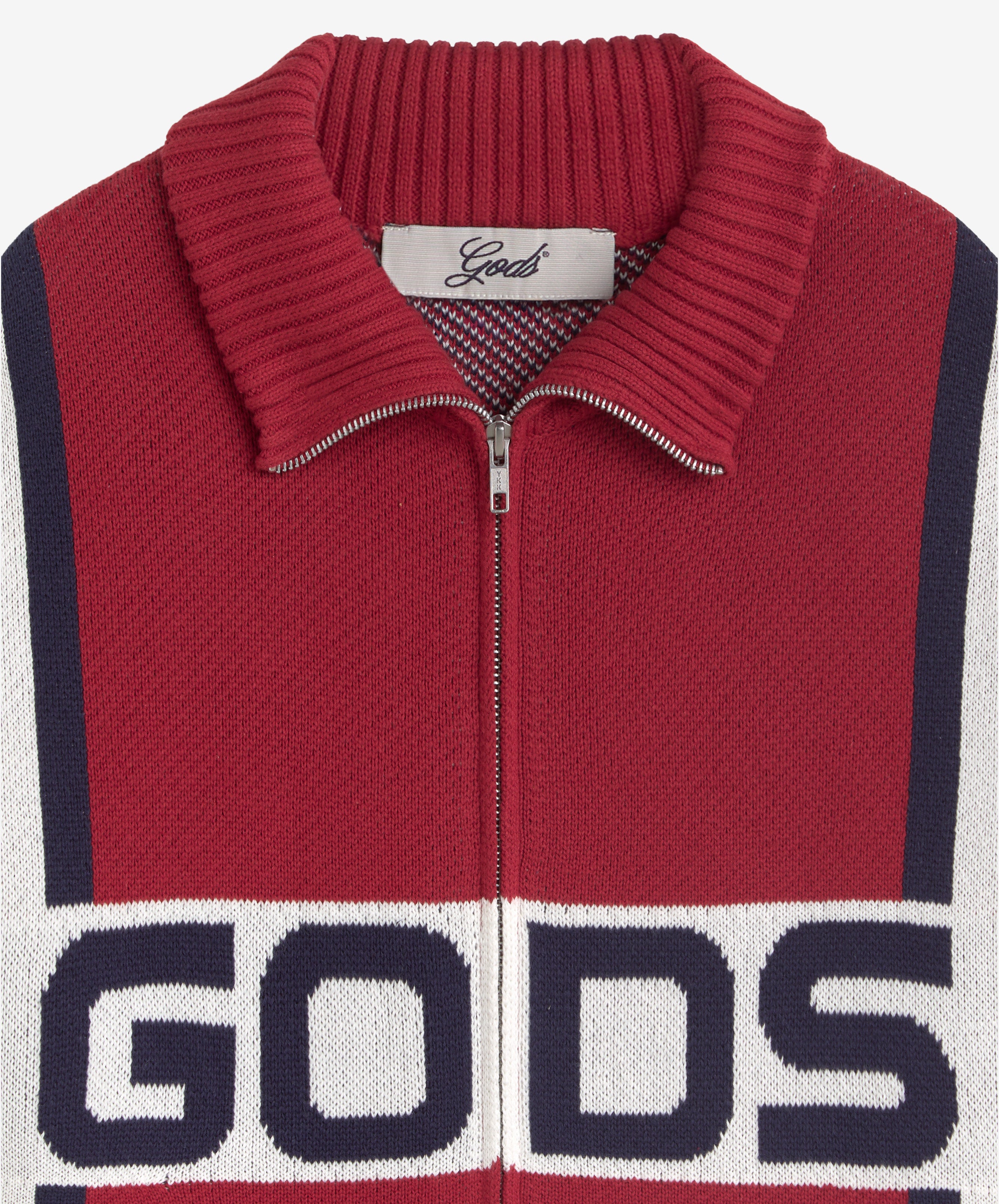 Alpine Rally Knitted Zipper Red-White