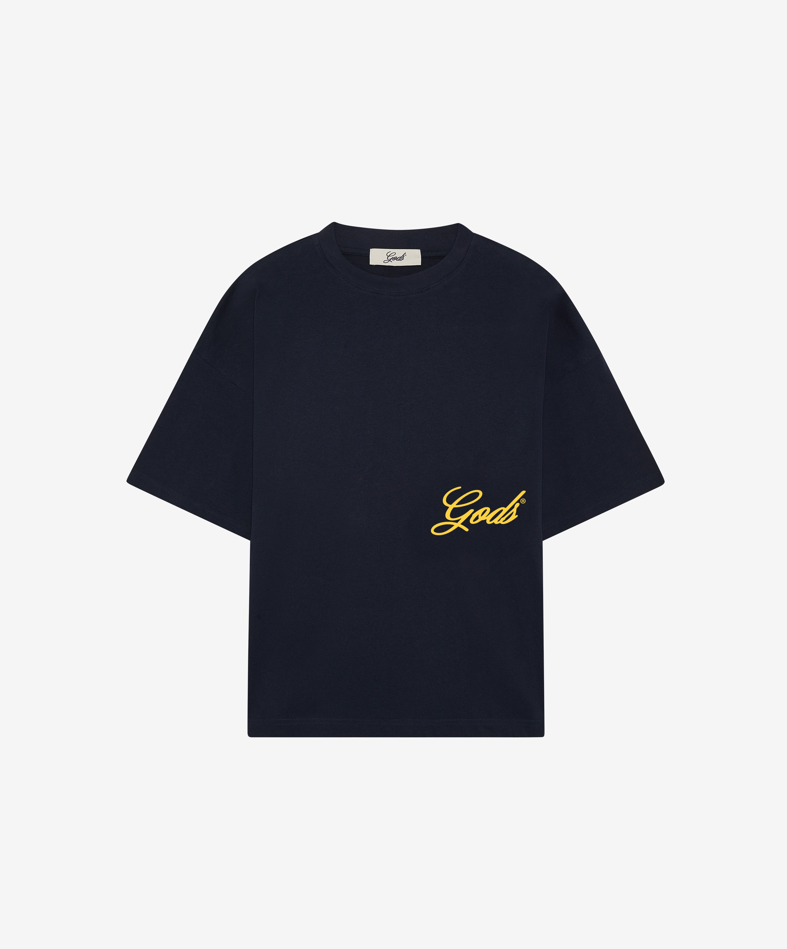 Script Boxy Tee Navy