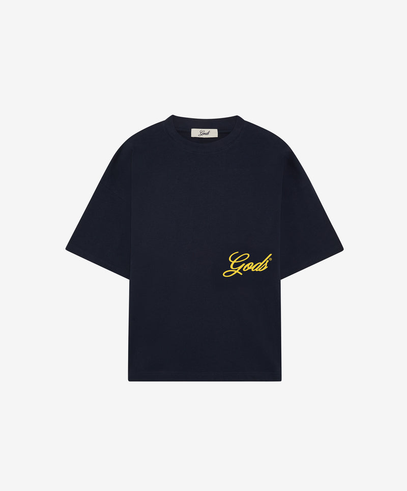 Script Boxy Tee Navy