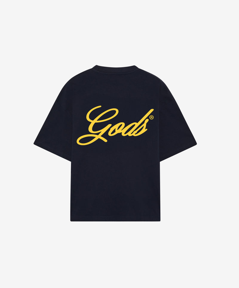 Script Boxy Tee Navy