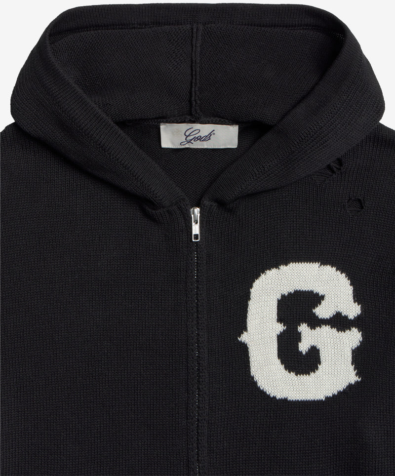 G Knitted Zipper Black