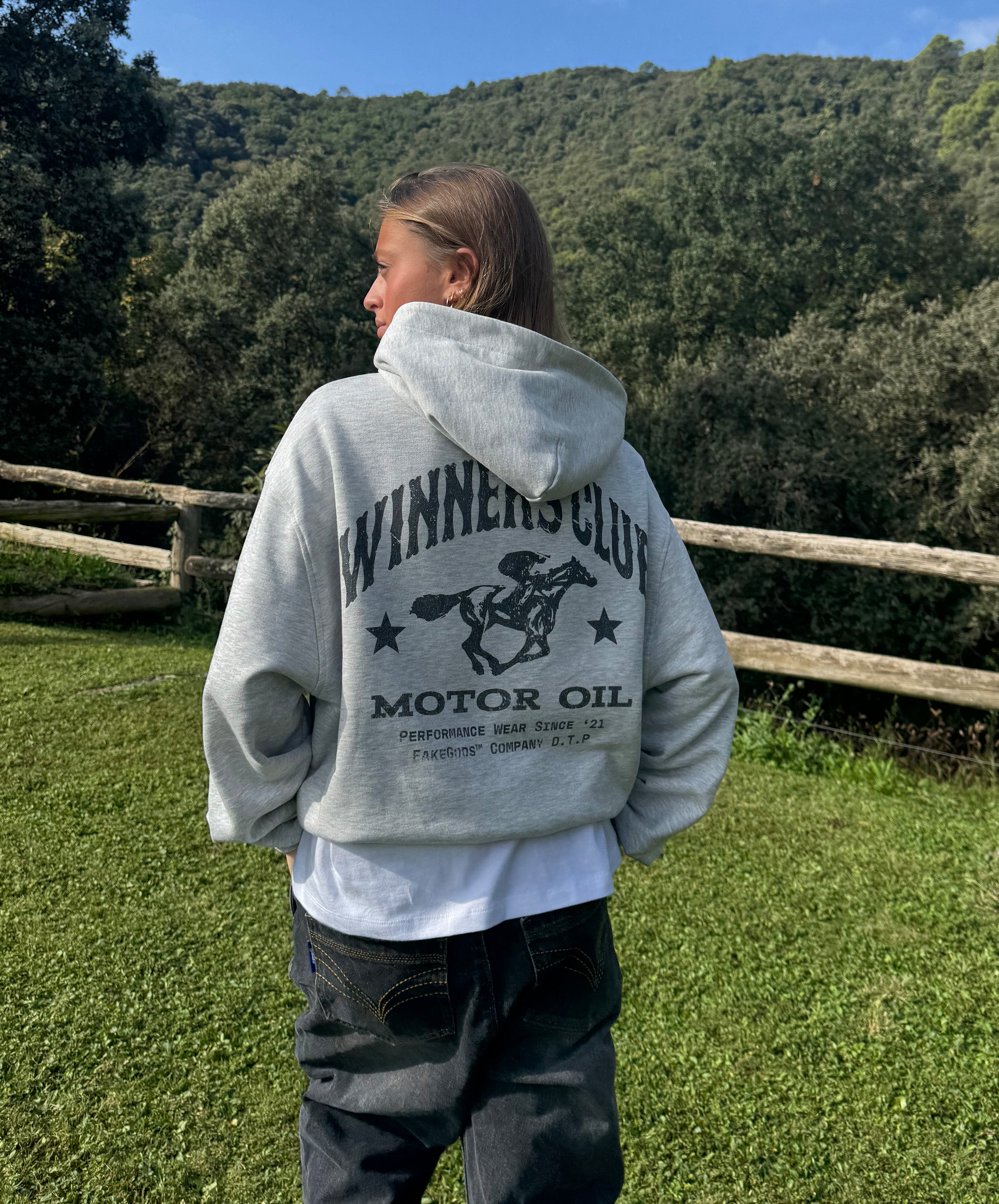 Winners Club Cropped Hoodie Light Grey