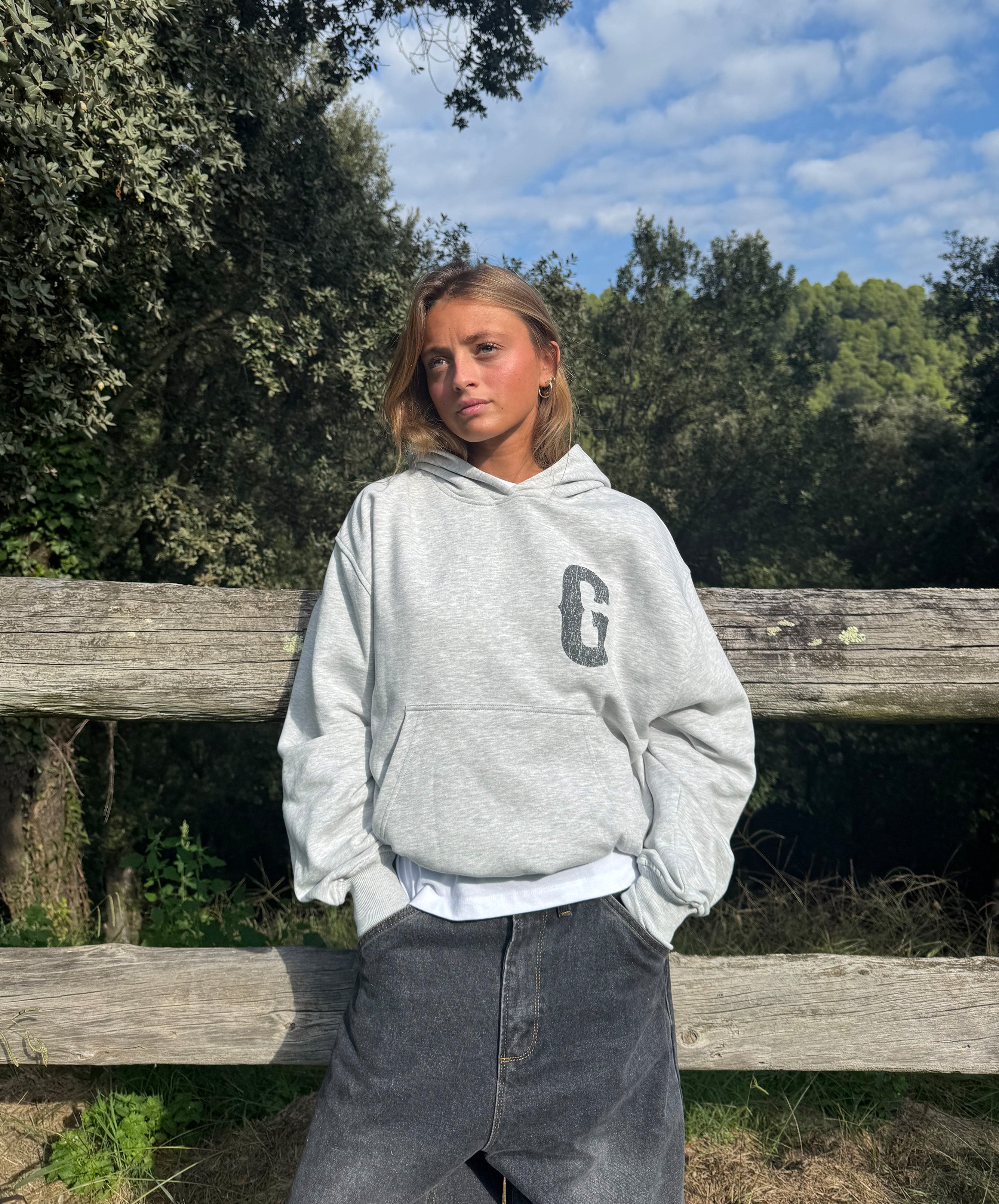 Winners Club Cropped Hoodie Light Grey