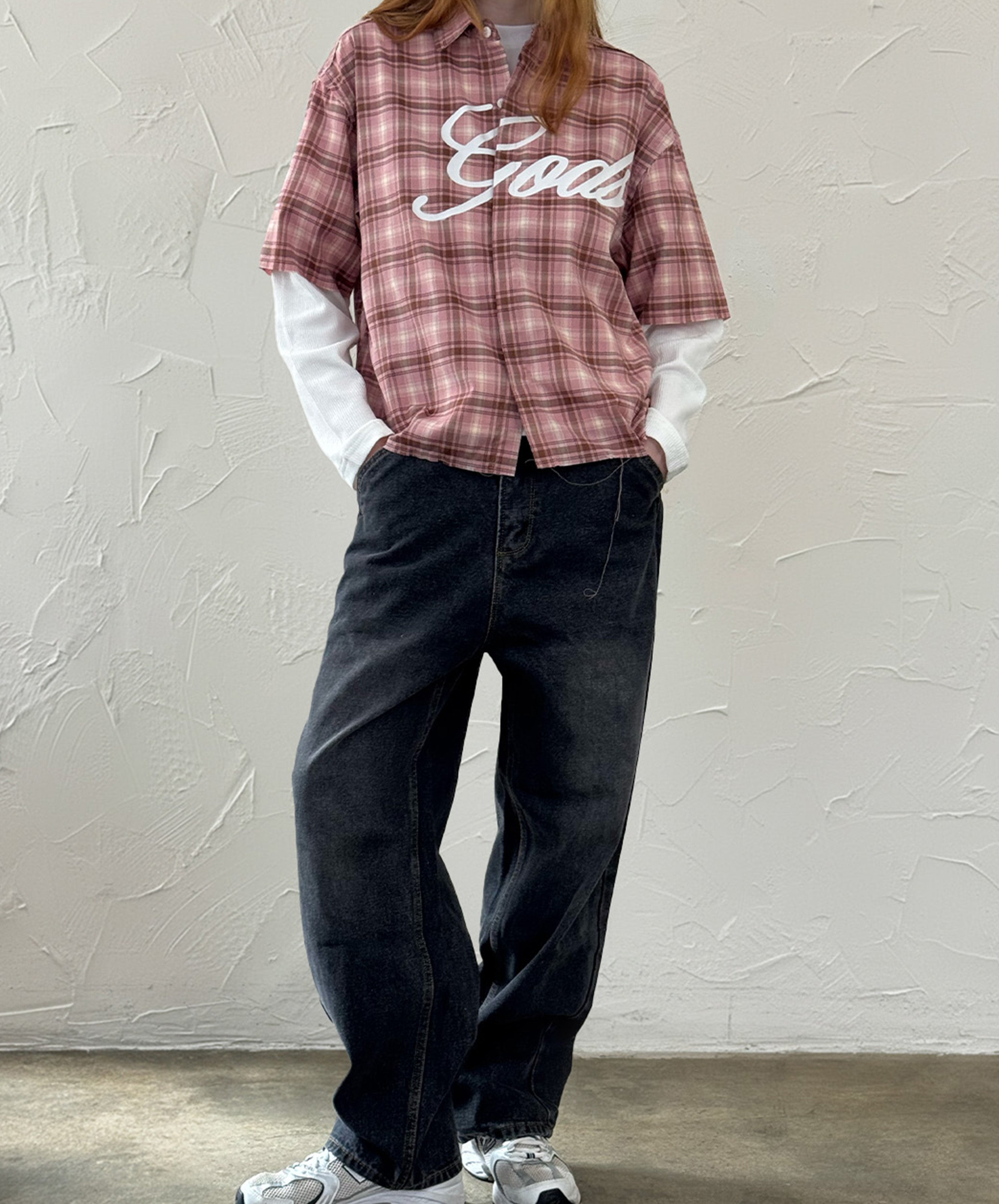 Plaid Layered Shirt Rose