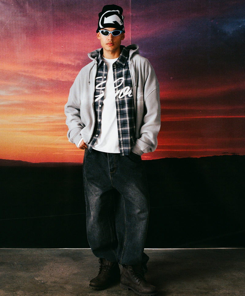 Plaid Layered Shirt Dark Grey
