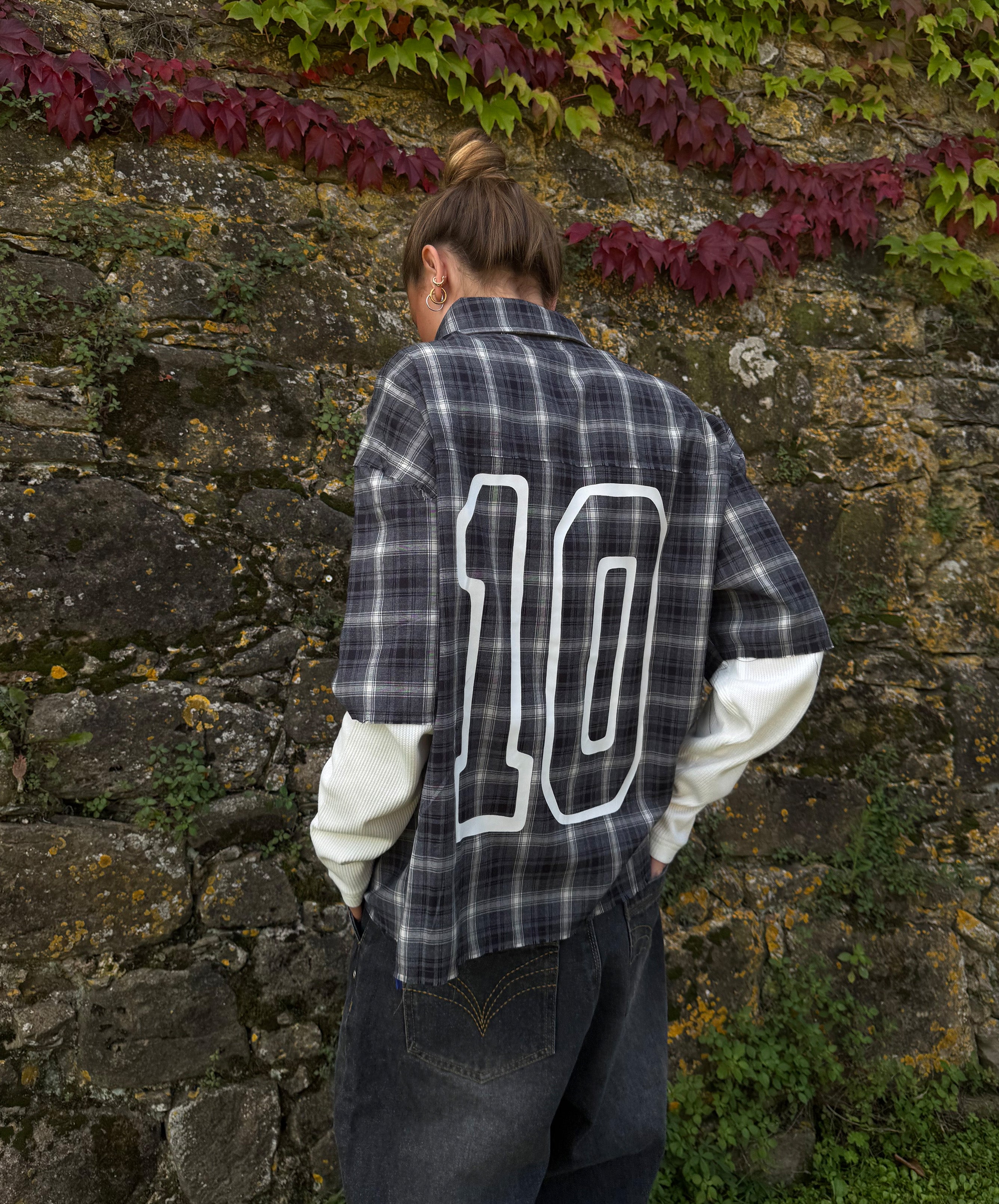 Plaid Layered Shirt Dark Grey