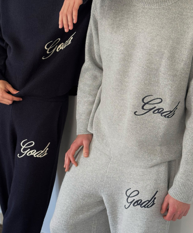 Handwritten Knitted Sweater Light Gray