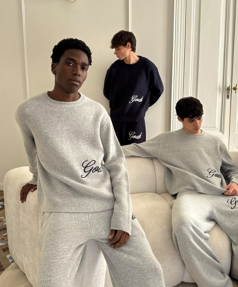 Handwritten Knitted Sweater Light Gray