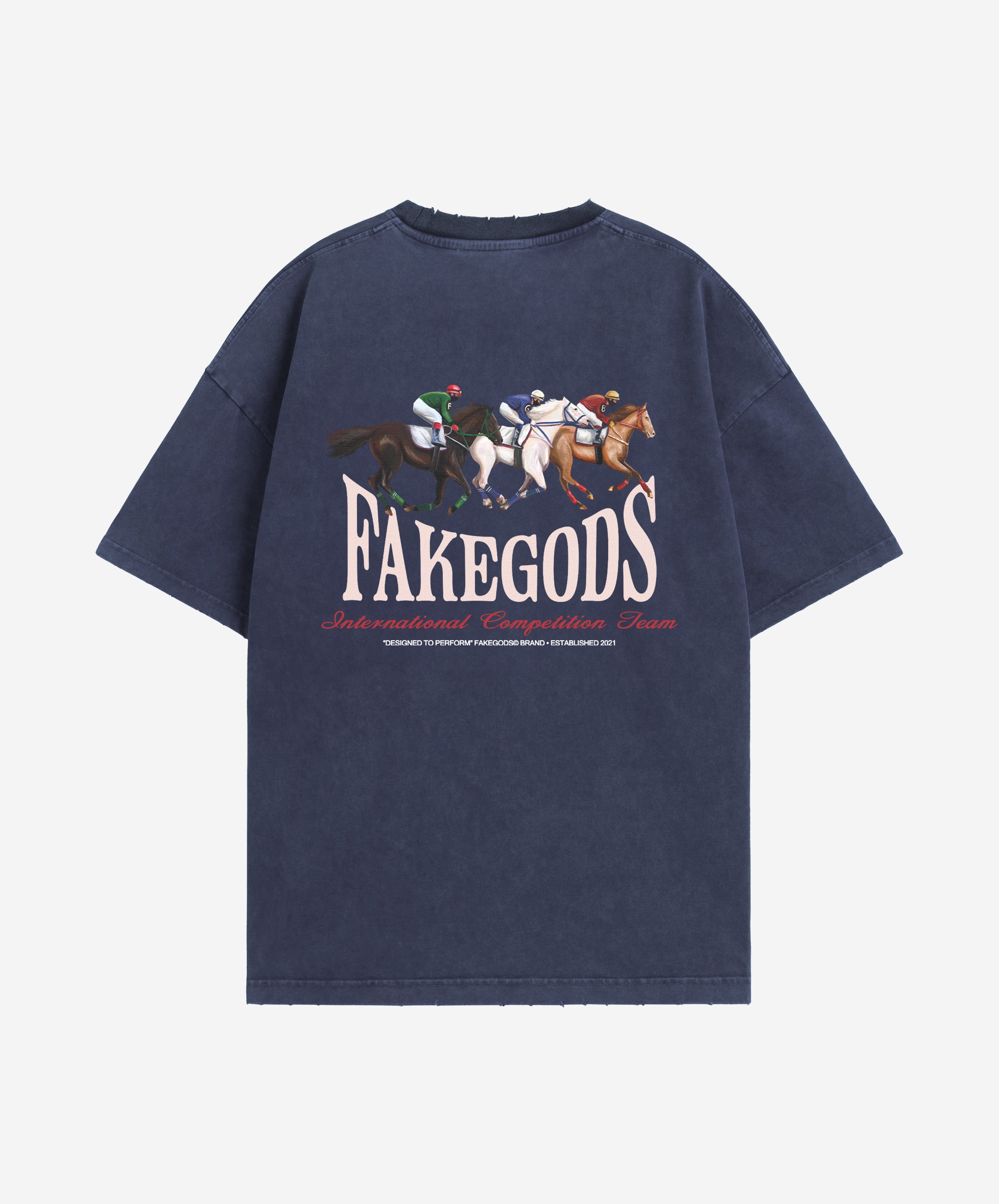 Horse Race Tee Blue Grey