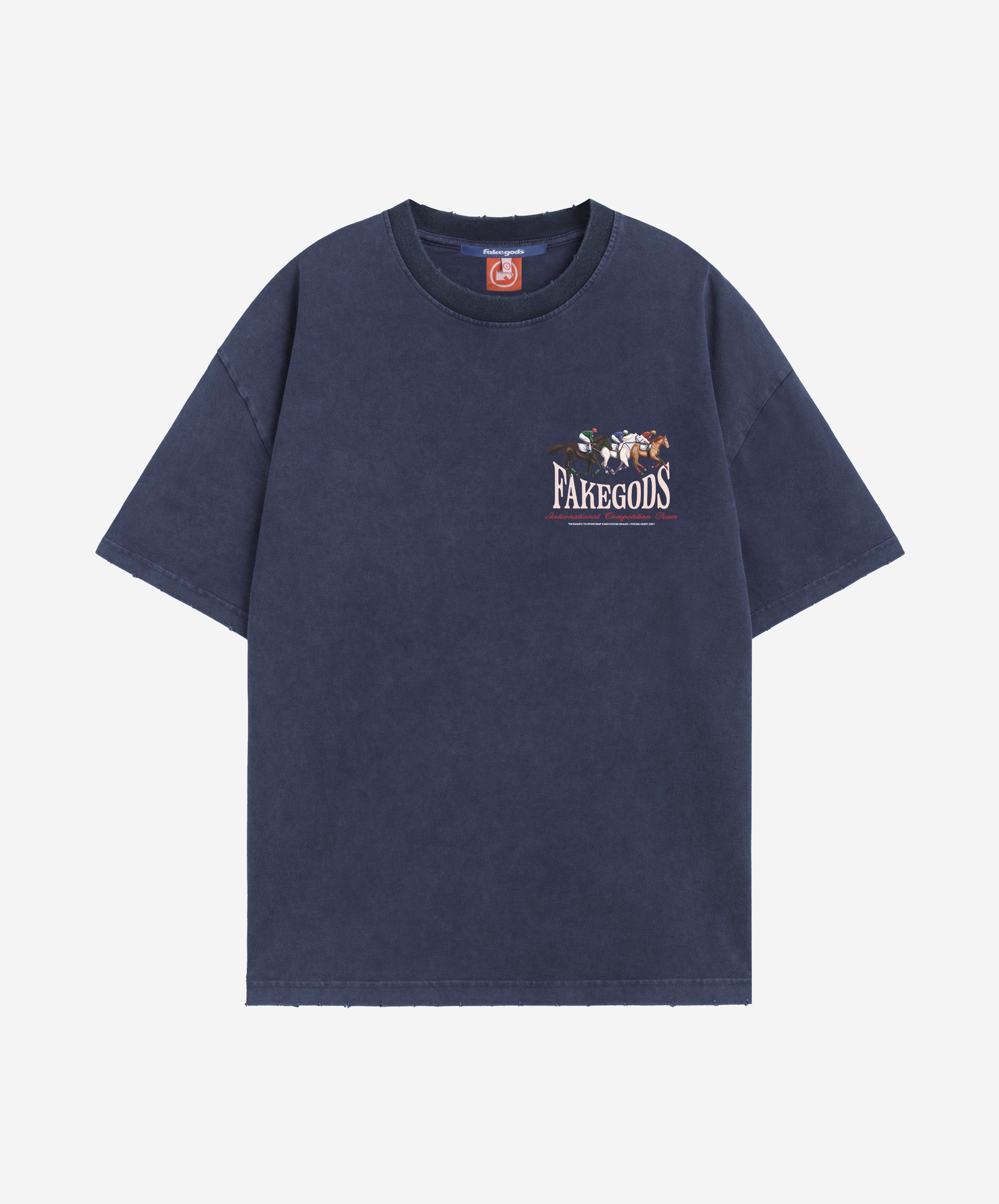 Horse Race Tee Blue Grey