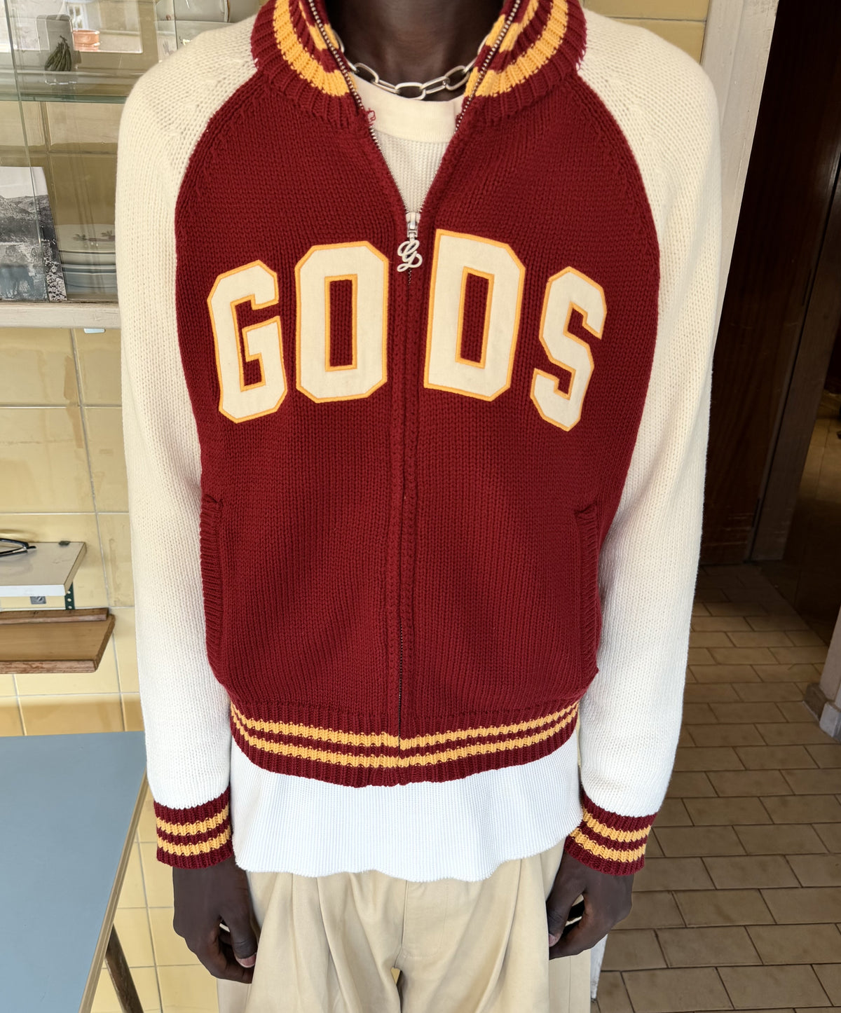 Varsity Knitted Jacket Red