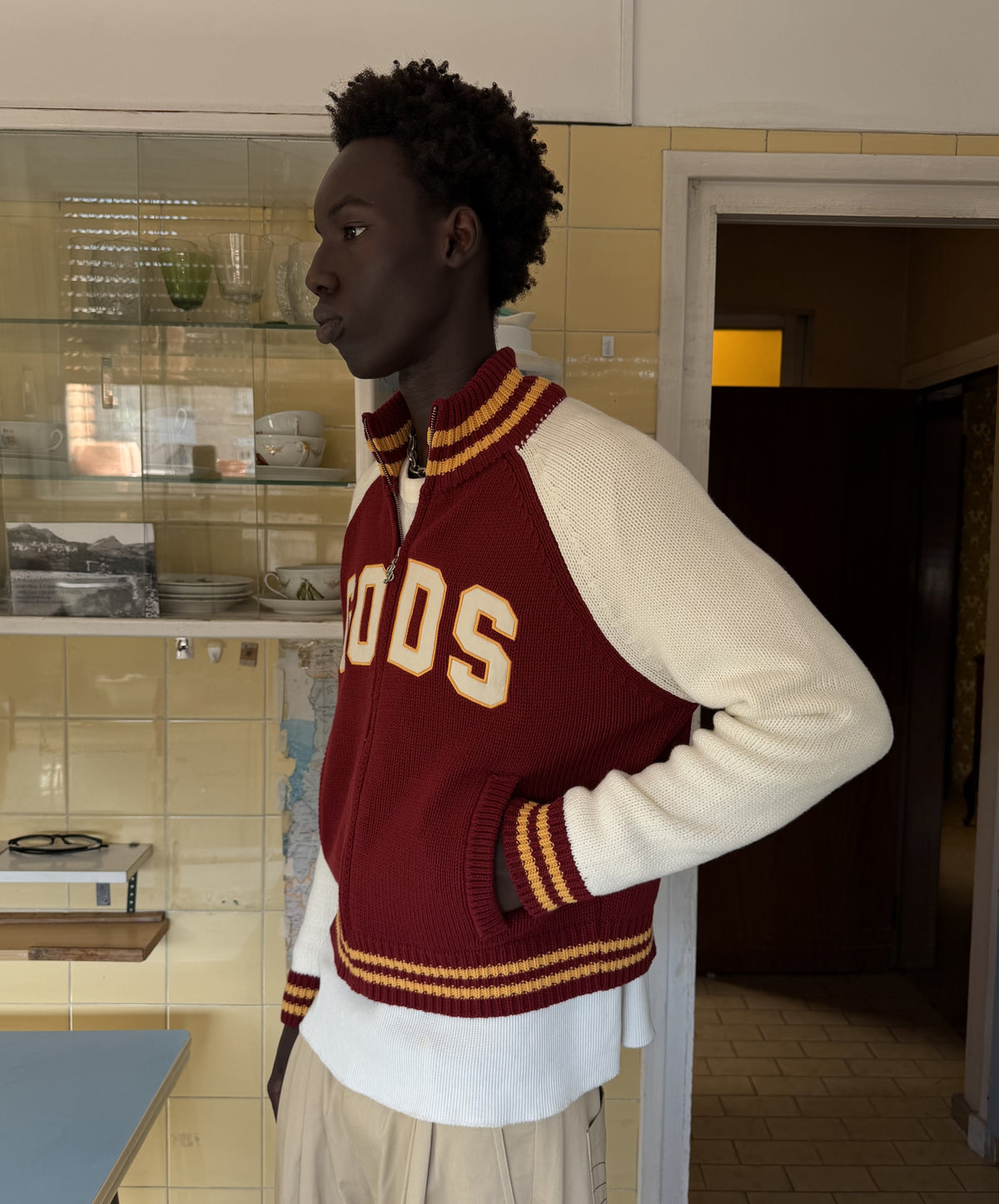 Varsity Knitted Jacket Red
